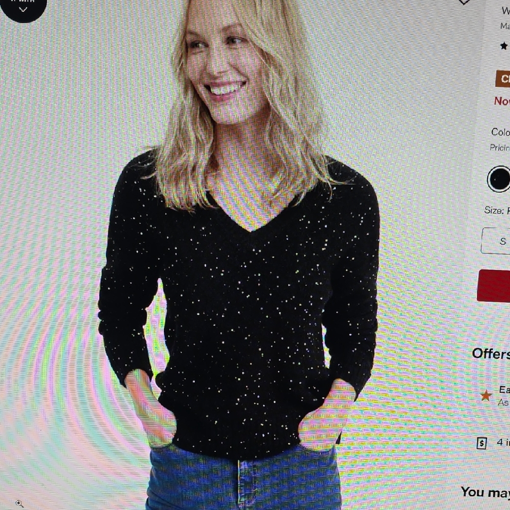 INC International Concepts Black Speckled V-Neck Sweater